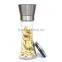 High quality Brushed Stainless Steel Salt and Pepper Grinder Set- With Glass Bottle Salt and Pepper Shakers