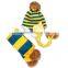 Fashion Korean Baby Kids Boys Girls Stripe Knitted Earflap Winter Hat Scarf Set