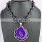 Stripped Onyx & Amethyst Antique 925 Sterling Silver Necklace, Silver Jewellery, 925 Silver Jewellery