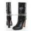 Top grade ladies ankle boots stiletto high heel boots black women leather boots side zipper custom women boots