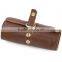 Soft Genuine Leather Handmade Roll up Pencil Pen Pouch Bag Organizer with Zipper and Snap Closure