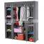 Non Woven Folding Jumbo Chest Wardrobe Shelves Hanging Bar Shoes Clothes Organizer OS003726