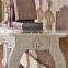 Home furniture Italian rubber wood silver carving tall console table in white