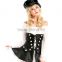 Classic Pirate Costumes Black PU Leather White Lace Pirate Dress Role Play Party Halloween Costumes for Women