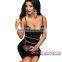 2016 Black Leather Splice tight women Bralette Cami club dresses sexy