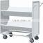 School Library steel book wheels trolley cart with 2 shelves