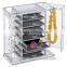2016 table top clear acrylic jewelry display case/acrylic jewelry box/acrylic jewelry organizer with divided drawers and hooks
