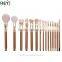 Hot Sell Professional Bamboo Handle High-quality 15PCS Real Goats Hair Makeup Brush Set With Pouch
