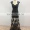 (MY0103) MARRY YOU Cap Sleeve Beaded Black Sexy Long Evening Dresses