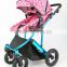 2015 glold frame baby stroller, 3 postion seat, 5 potins belt, big air wheels fit for travling 3 in 1