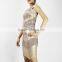 one-shoulder two-pieces foil cool bodycon bandage dress for girls
