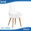 KD cheap plastic dinning chair with wood legs