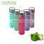 pyrex glass water bottle/portable sports water bottle with food grade silicone sleeve