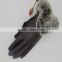 Fashion Women PU Leather Gloves with rabbit fur