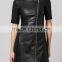 womens leather coat - black