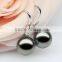 High quality classic perfect round white gold pearl earring AAA black 10-11mm tahitian round sea pearl earring