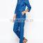 women long sleeve denim jumpsuit girls denim blue jumpsuit