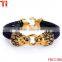 2016 New design leather bracelet with gold lion head charm of stingray bracelets.