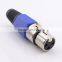 Six Corners Blue Hat 3 cores Caron Female Male Plugs For headMicrophone connector
