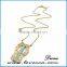 Fashion Metal Gold Plated Fake And Gold Plated Gemstone Europe Turquoise Necklace