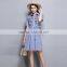 Maxnegio summer striped hand embroidered dress for office lady