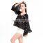 Lotus leaf sleeves design patterns back neck for fat ladies big sleeve blouse