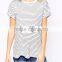 100% Cotton Striped Design Soft-touch Jersey Maternity Clothes t Shirt for Pregnancy