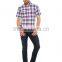 Pink Check Buttoned Regular Short Sleeve Shirt