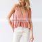 Fashion Women V Neck Casual Ruflle Crop Top Shirts Blouse Ladies Custom Sexy Tank Top