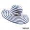 Wholesale cheap stripe polyester wide brim floopy women hats summer to decorate