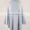 Classical Gray Jersey long sleeve Solid Ladies Hood Poncho