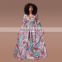 OEM  lady elegant Deep V neck Long Sleeve women African Printed Floor length Casual dresses