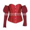 Autumn/winter women's dress in solid color one-line shoulder girdle, waist rope, back and long sleeve blouse corset top