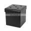 RTS Black  Half PU Leather Foldable Storage Ottoman With Tufted Cube Foot Rest Stool Seat For Living room furniture