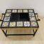 Ceramic tile mosaic parquet outdoor rectangular fire pit table