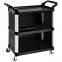 Large Size 3 Shelf Utility Cart with Wheels-Round pillar Commercial Janitorial Cart with Cover