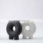 Nordic Table Decoration Matt Grey Modern Ceramic Hollow Circle Donut Vase For Home