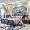 2020 Blue Antique Bed Room Furniture Bedroom Set Luxury Royal King Size Bed