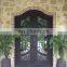 factory direct cost luxury villa safety glass main entrance unique scrolls design anti theft wrought iron front double door