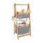 K&B collapsible bamboo laundry basket foldable 2-tier laundry basket for bathroom