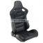 All Black PVC Leather Gray Stitch Racing Seat Bracket Solid Sponge With Rails Race Car Seats