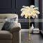 Hotel Decoration Stand Lighting Copper Resin Tree Ostrich LED Feather Floor Lamp