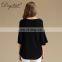 Autumn Women's Casual Half Sleeve 100% Cashmere Sweater O-Neck Solid Pattern Custom Oversize Knitwear with Front Logo