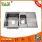 Small Corner Double Bowl Stainless Steel Kitchen Sink With Drain Board HD9050C1