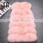 Factory direct fashion girl's baby pink fox fur vest real fur vest