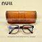 brown color portable genuine leather glasses case with buckle