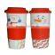 Christmas single wall ceramic travel mug with silicone lid