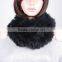 Black women fur scarf with rabbit fur/knitted rabbit fur scarf for girls KZ150125