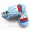 cute soft sole blue baby leather shoes with boat design