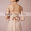 Elegant Short Sleeves Long Chiffon Lace Bridesmaid Dress B05